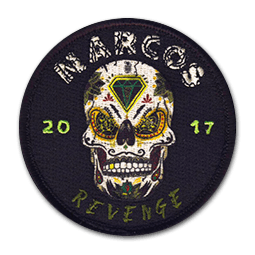 écusson brodé et imprimé du club d'airsoft des Taïpans. Il représente une tête mexicaine calavera en 10 couleurs et porte l'inscription Narcos Revenge 2017.
