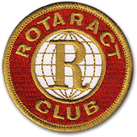 Ecusson brodé en trois couleurs du Rotaract Club. Il représente un R brodé en fil or sur un cercle. Autour, en or sur fond rouge, la mention Rotaract Club.